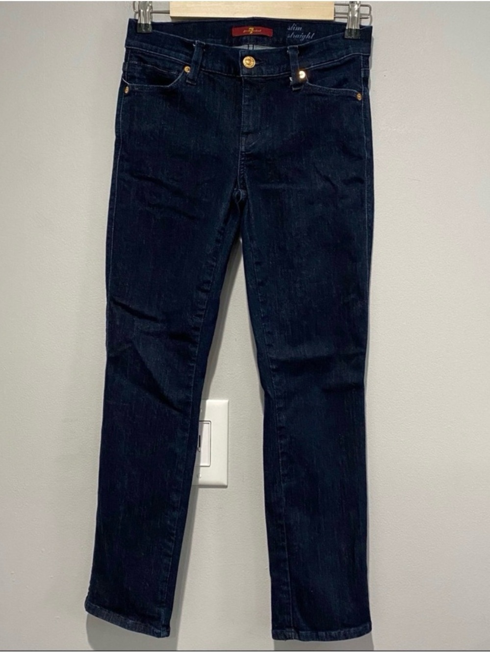 7 For All Mankind slim Straight Jeans - Dark Indigo Blue